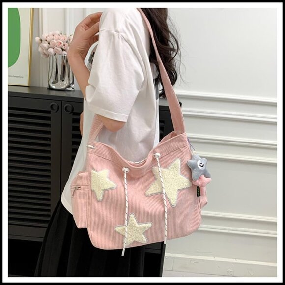 Amazon.com | Y2K Star Corduroy Crossbody Bag Casual Tote  Corduroy Crossbody Tote Y2K Hobo Messenger Bag Star Design Casual
